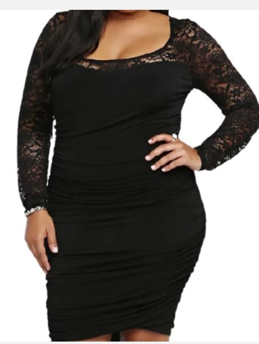 Torrid Black Lace Sleeve Bodycon Dress - Women